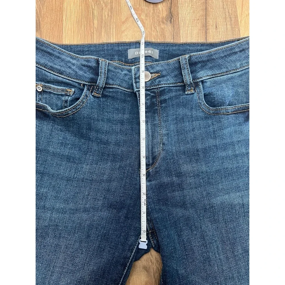 NWOTDL1961 Mara Straight Jeans 26Ankle Mid Rise Blue Raw Hem Stretch Instasculpt